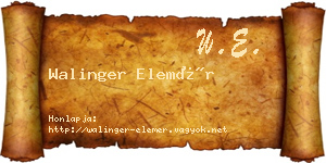 Walinger Elemér névjegykártya